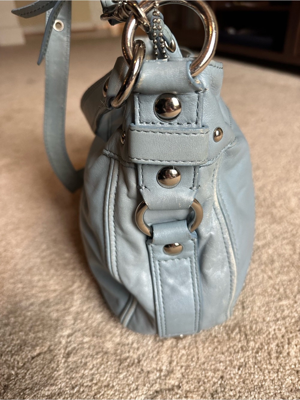 Coach Pebbled Leather Shoulder Bag in Pale Blue - Picture 7 of 10